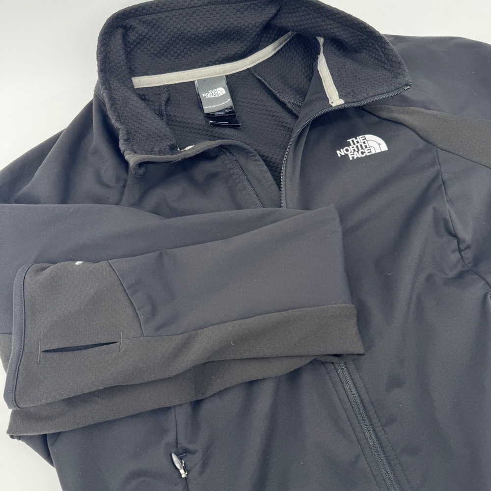 The North Face Black Full Zip Fleece Jacket Women's‎ Medium Thumbholes